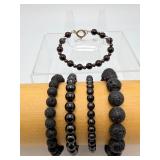 Ultimate Protection Collection: Set of Five Natural Black Obsidian & Lava Stone Bracelets