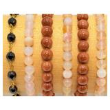 Set of 6 Artisan Gemstone Bracelets – Shimmering Goldstone, Sunstone & Moonstone Stacking Collection
