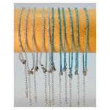 Collection of 11 Faceted Gemstone Beaded Bracelets – Blue Ombre (Aquamarine & Apatite)