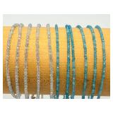 Collection of 11 Faceted Gemstone Beaded Bracelets – Blue Ombre (Aquamarine & Apatite)