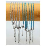 Collection of 11 Faceted Gemstone Beaded Bracelets – Blue Ombre (Aquamarine & Apatite)