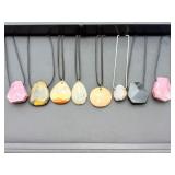 Curated Collection of 8 Natural Hand-Cut & Polished Gemstone Pendants