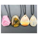 Curated Collection of 8 Natural Hand-Cut & Polished Gemstone Pendants
