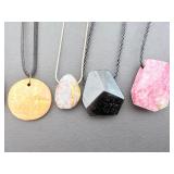 Curated Collection of 8 Natural Hand-Cut & Polished Gemstone Pendants