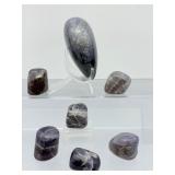 Title: Rare Iolite 'Viking Compass' Set – Polished Heart & 6 Tumbled Gems