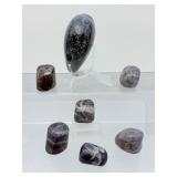 Title: Rare Iolite 'Viking Compass' Set – Polished Heart & 6 Tumbled Gems