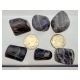 Title: Rare Iolite 'Viking Compass' Set – Polished Heart & 6 Tumbled Gems