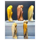 Set of 5 Hand-Carved Natural Gemstone Angels – Earth Harmony Collection