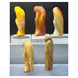 Set of 5 Hand-Carved Natural Gemstone Angels – Earth Harmony Collection