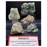 Exquisite Collection of Five Raw Malian Prehnite Specimens – Rare Botryoidal Formations & Epidote Inclusions