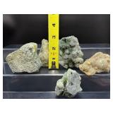 Exquisite Collection of Five Raw Malian Prehnite Specimens – Rare Botryoidal Formations & Epidote Inclusions