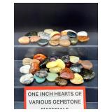 Large Bulk Lot of 1-Inch Polished Gemstone Hearts - Assorted Natural Crystals
