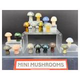 Premium Hand-Carved Gemstone Mini Mushroom Collection – 18-Piece Master Set of Natural Polished Crystals & Minerals