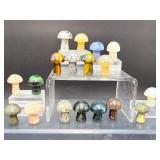 Premium Hand-Carved Gemstone Mini Mushroom Collection – 18-Piece Master Set of Natural Polished Crystals & Minerals