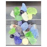 Genuine Sea Glass Bulk Lot - Rare Cobalt, Cornflower Blue & Emerald Mix - Jewelry Quality