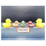 Set of 5 Decorative Mini Stone Duck Carvings - Mixed Natural Earth Stones for Crystal Healing & Home Decor