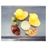 Set of 5 Decorative Mini Stone Duck Carvings - Mixed Natural Earth Stones for Crystal Healing & Home Decor