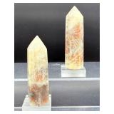 Rare Russian Belomorite Towers: The 'Stone of Order' (Set of 2)Bring balance and efficiency to your space with these unique Russian Moonstone and Sunstone specimens.