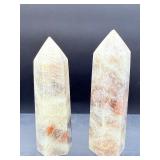 Rare Russian Belomorite Towers: The 'Stone of Order' (Set of 2)Bring balance and efficiency to your space with these unique Russian Moonstone and Sunstone specimens.