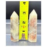 Rare Russian Belomorite Towers: The 'Stone of Order' (Set of 2)Bring balance and efficiency to your space with these unique Russian Moonstone and Sunstone specimens.