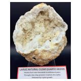 Natural Moroccan White Quartz Geode - Sparkling Druzy 'Sugar' Crystal Specimen - Collector Grade Large Hollow Earth Geologic Wonder - Statement Home Decor & Healing Crystal