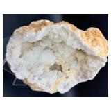 Natural Moroccan White Quartz Geode - Sparkling Druzy 'Sugar' Crystal Specimen - Collector Grade Large Hollow Earth Geologic Wonder - Statement Home Decor & Healing Crystal
