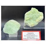 Set of 2 Natural Prehnite Specimens – Translucent & Botryoidal Formations