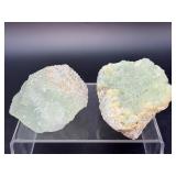 Set of 2 Natural Prehnite Specimens – Translucent & Botryoidal Formations