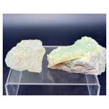 Set of 2 Natural Prehnite Specimens – Translucent & Botryoidal Formations