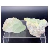 Set of 2 Natural Prehnite Specimens – Translucent & Botryoidal Formations