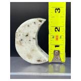Set of 8 Carved Gemstone Moons: Sodalite, Smoky Quartz, Prehnite, Moss Agate & Clear Quartz