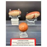 Sacred Trio: Polished Indian Shiva Lingam Stones & Polished Red Jasper Sphere