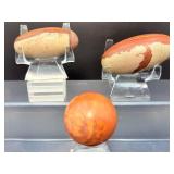 Sacred Trio: Polished Indian Shiva Lingam Stones & Polished Red Jasper Sphere