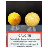 Set of 2 Premium Yellow Calcite Spheres – Energy Amplifiers & Mental Clarity