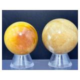 Set of 2 Premium Yellow Calcite Spheres – Energy Amplifiers & Mental Clarity