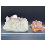 Premium 2-Piece Amethyst Collection: High-Clarity Geode Specimen & Rare Amethyst Cluster with Hematite Inclusions