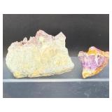 Premium 2-Piece Amethyst Collection: High-Clarity Geode Specimen & Rare Amethyst Cluster with Hematite Inclusions