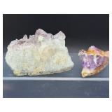 Premium 2-Piece Amethyst Collection: High-Clarity Geode Specimen & Rare Amethyst Cluster with Hematite Inclusions