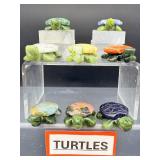 Set of 8 Hand-Carved Gemstone 'Patchwork' Turtles - Natural Mixed Crystals