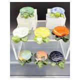 Set of 8 Hand-Carved Gemstone 'Patchwork' Turtles - Natural Mixed Crystals