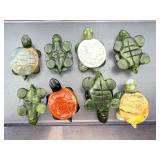 Set of 8 Hand-Carved Gemstone 'Patchwork' Turtles - Natural Mixed Crystals