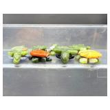 Set of 8 Hand-Carved Gemstone 'Patchwork' Turtles - Natural Mixed Crystals