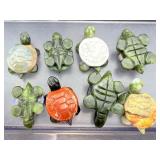 Set of 8 Hand-Carved Gemstone 'Patchwork' Turtles - Natural Mixed Crystals