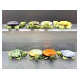 Set of 8 Hand-Carved Gemstone 'Patchwork' Turtles - Natural Mixed Crystals