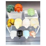 Set of 11 Hand-Carved Gemstone Turtles – Natural Crystal Healing & Feng Shui Decor