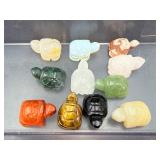 Set of 11 Hand-Carved Gemstone Turtles – Natural Crystal Healing & Feng Shui Decor
