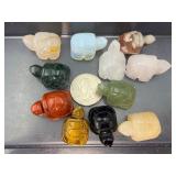 Set of 11 Hand-Carved Gemstone Turtles – Natural Crystal Healing & Feng Shui Decor