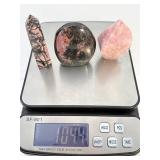 Natural Rhodonite 3-Piece Collector Set – Tower, Freeform & Flame