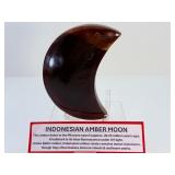 Rare 23MYO Indonesian Blue Amber Crescent Moon – Stunning Miocene Fossil