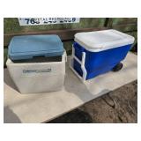 (2) Coolers one with Wheels